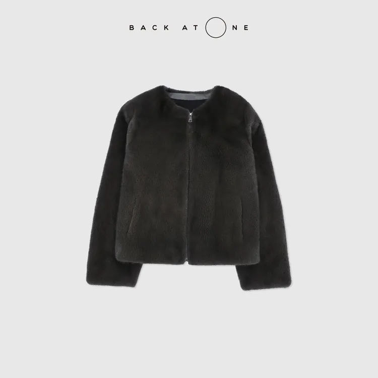 BACKATONE“琉璃水晶”时尚圆领柔软高级感水貂外套 BFF-1GC723K-K