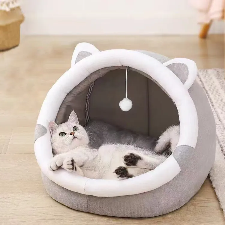 供应半封闭宠物窝冬季猫咪保暖猫窝可拆洗宠物窝垫狗狗床加厚保暖