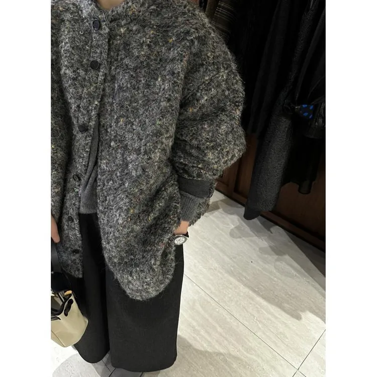 【彩点羊毛圈圈】75羊毛彩点圈圈衬衣式风衣外套  J25WT880