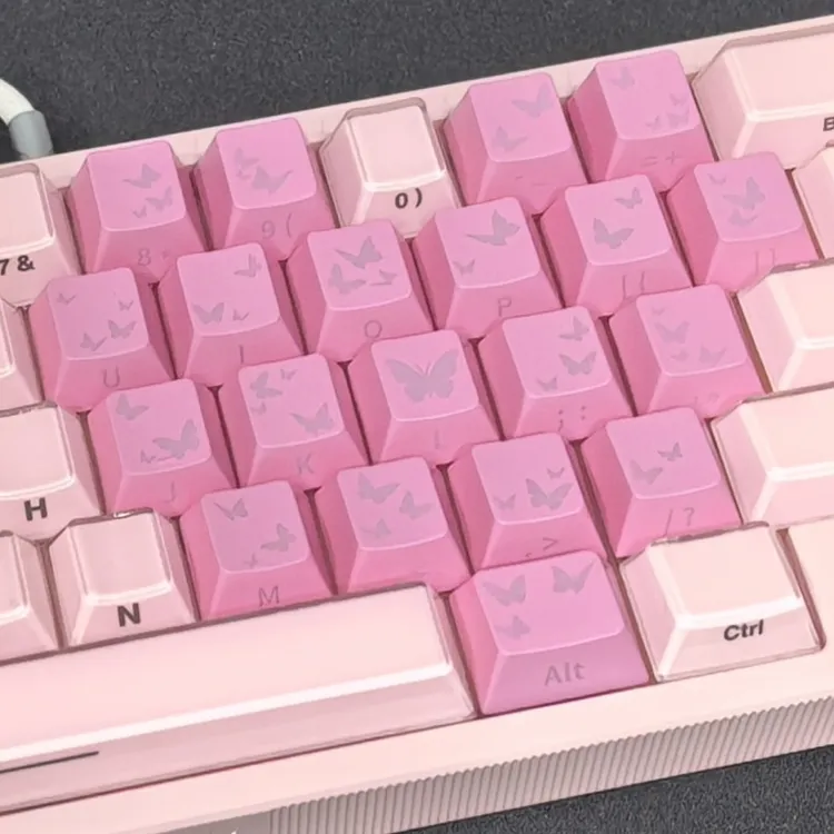 XVXH粉色蝴蝶爱心侧刻键帽适配made68迈从Ace68 ATKRS6魔导士EV63