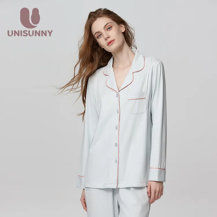 unisunny月子服纯棉孕妇哺乳睡衣秋冬11月份产妇喂奶家居服套装