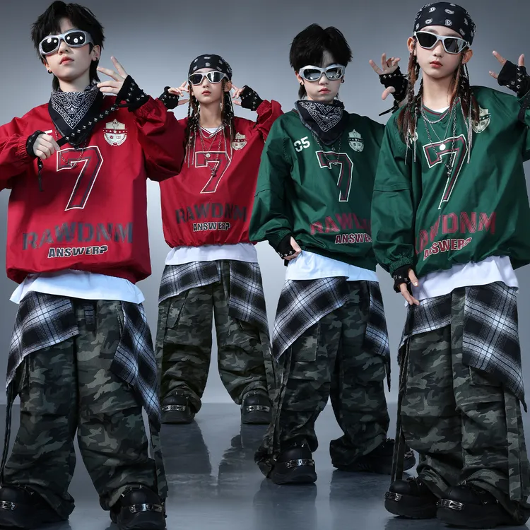 儿童街舞服男女孩酷帅美式卫衣嘻哈hiphop舞蹈服架子鼓走秀演出服