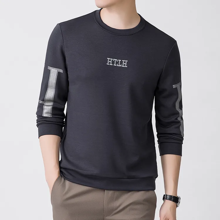 长袖套头字母纯色卫衣都市休闲新款潮KLSB8720圆领男士春季中青年