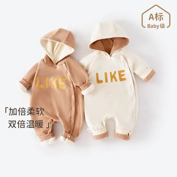 新品巴拉巴拉宝宝春秋长袖连帽外出服新生儿可爱洋气连体哈衣春秋
