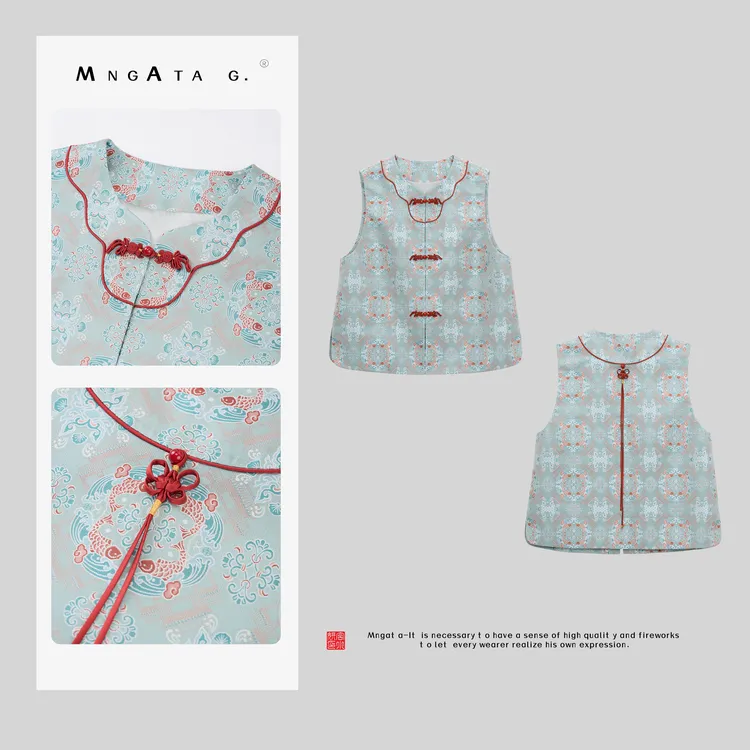 MNGATA G.宫小妍【钱小萍·鲤鱼跃龙门】真丝新中式马甲5030308