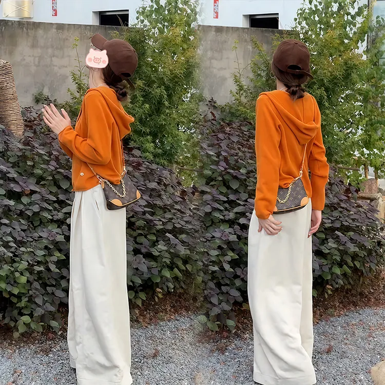 早秋穿搭一整套女韩系休闲百搭慵懒减龄气质连帽上衣阔腿裤两件套