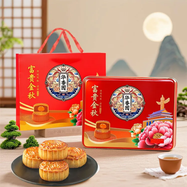 华香园富贵金秋礼盒500克/盒六饼四味正宗广式口味中秋送礼佳品