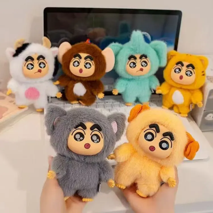 【网红爆款】正版蜡笔小新毛绒盲盒搪胶挂件潮玩玩偶礼物公仔