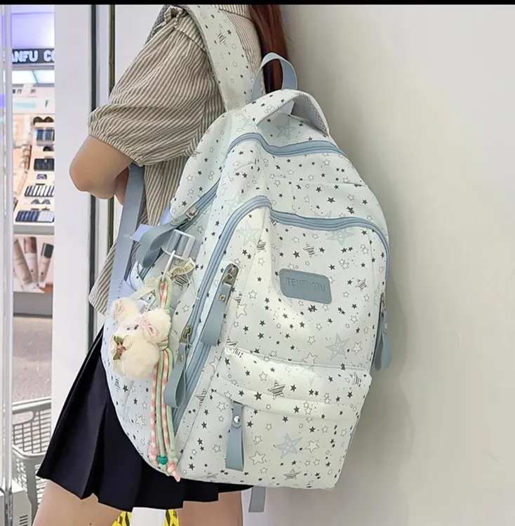 学院风书包女初中生韩版大容量高中学生五角星背包2025新款双肩包