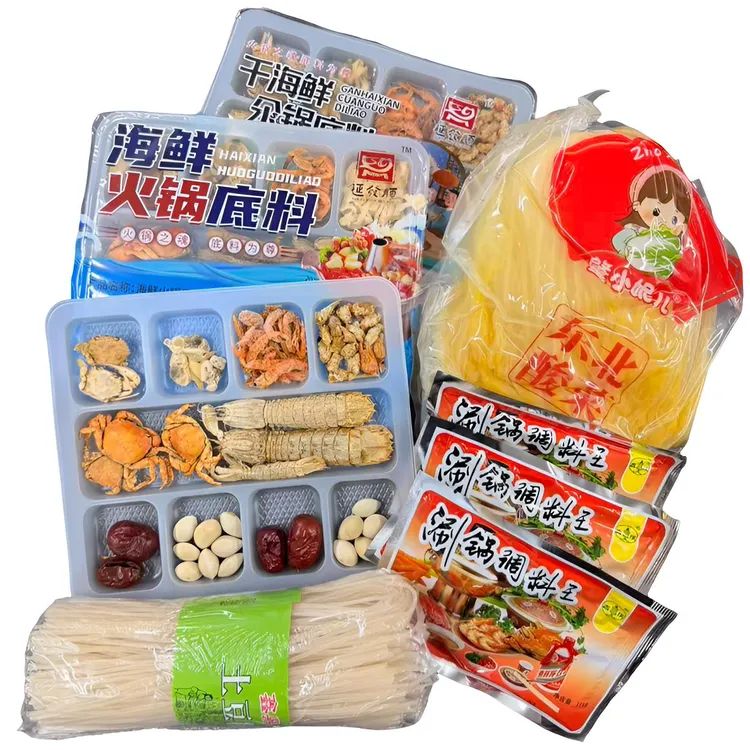 东北汆锅底套装吉林乌拉火锅（干海鲜底料+老式蘸料+酸菜+粉条）