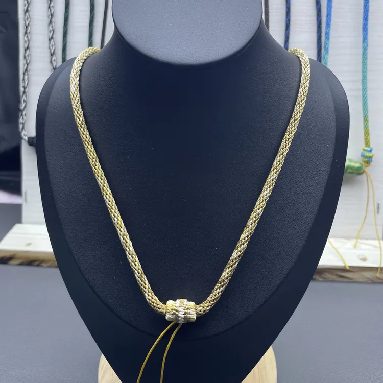 18股纯手工编织项链颈链金色时尚吊坠绳麻花粗3.6长60