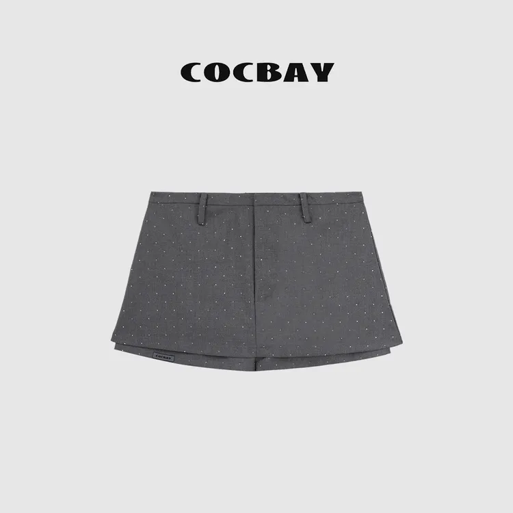 COCBAY-Urban Drift|灰调满钻细闪立体短款小A字裙裤YN0016