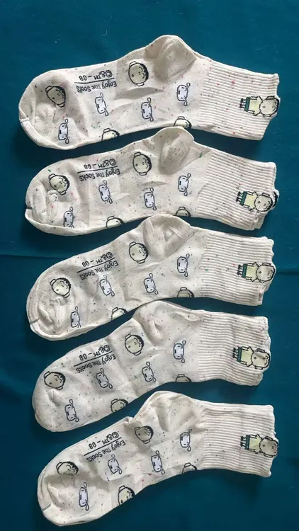 5双冬季防臭卡通动漫中筒透气中筒春季纯色