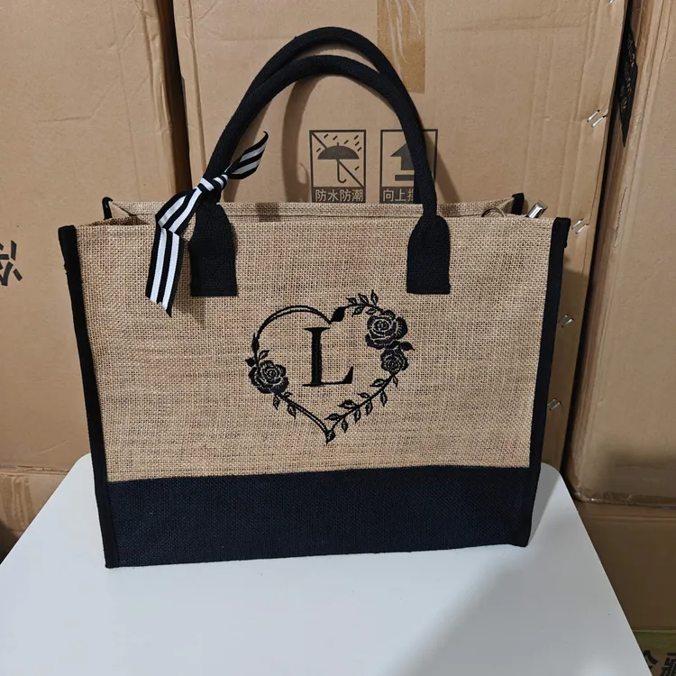棉麻购物袋网红ins百搭休闲防水手拎包印花手提袋旅行袋大容量