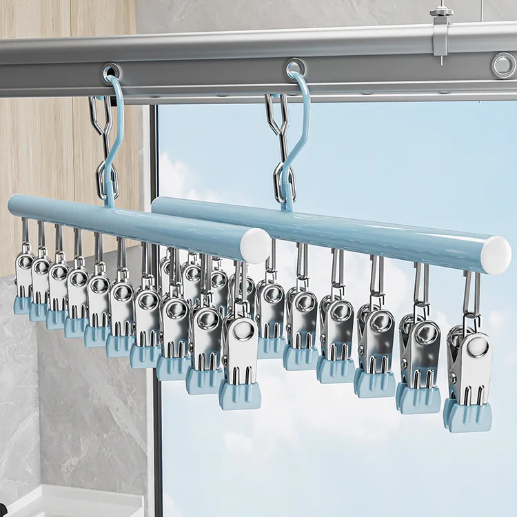 优勤不锈钢袜子晾衣架多夹子无痕家用阳台内衣晾内裤婴儿晾衣架