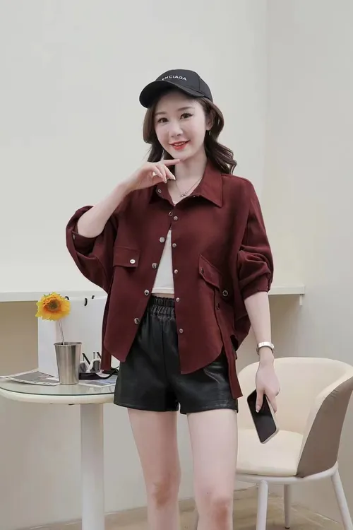 【衣诗恋正品】休闲外套蝙蝠袖设计款纯色长袖时尚休闲百搭