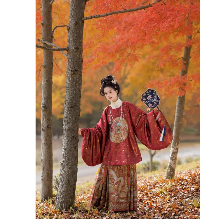 醉今朝 明制【金玉满堂】圆领补服毛领可拆蝴蝶对襟袄马面裙