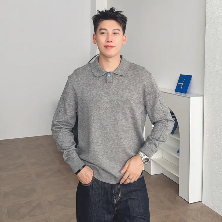 渣渣鹿老钱风春秋季新款翻领男士针织POLO衫痞帅2025新款休闲毛衣