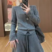 【LLU李】冬季新款厚针织衫开衫简约毛衣外套显瘦打底衫 LLU-112218