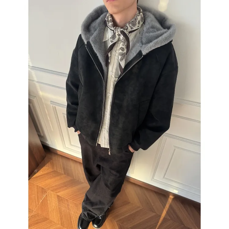 Bungeris荔枝软皮1500G连帽座山雕外套男女同款冬季加绒加厚棉衣