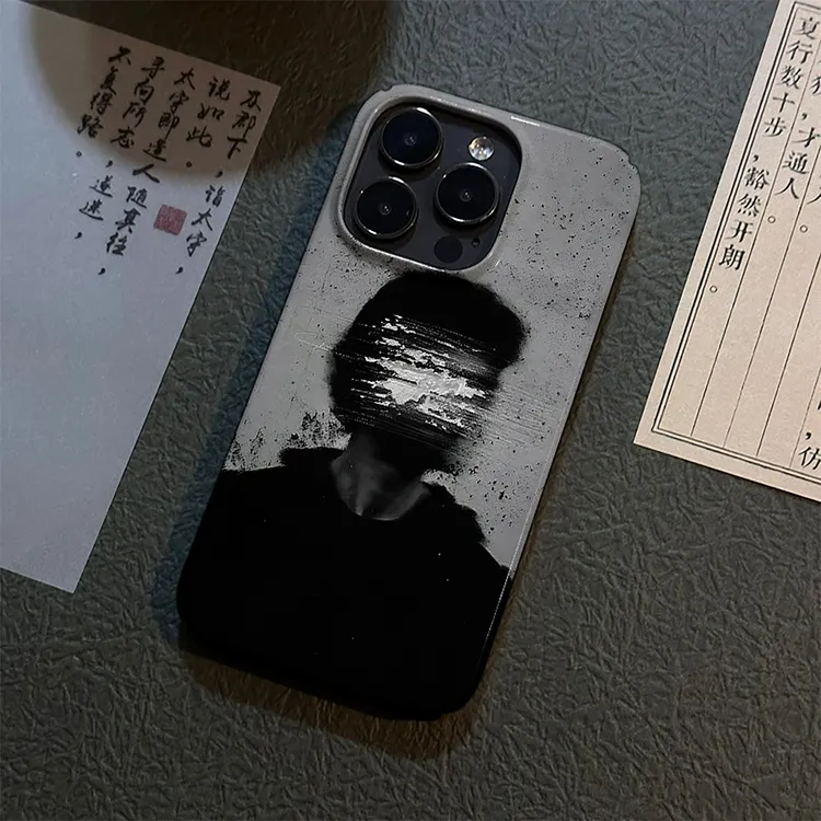 划痕人像适用苹果16promax菲林手机壳iPhone15/14创意卡通硬12/11
