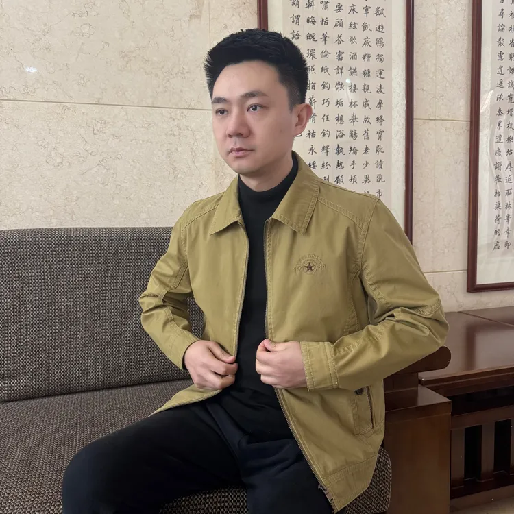 吉克金迪甄选2025秋季新款行政夹克翻领百搭休闲商务纯棉外套6681