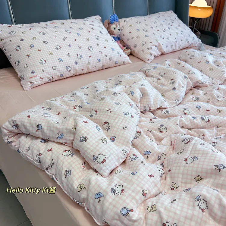 正版授权三丽鸥HelloKitty全棉双层纱四件套床上用品纯棉公主套件
