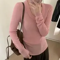 《第颜》2025蓉蓉家秋冬弹力修身简约U领保暖羊毛打底衫内搭针织