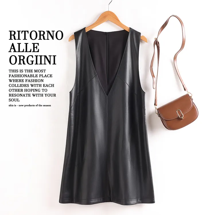 2025新款海宁皮衣绵羊皮无袖皮马甲洋气简约宽松中长款-299#