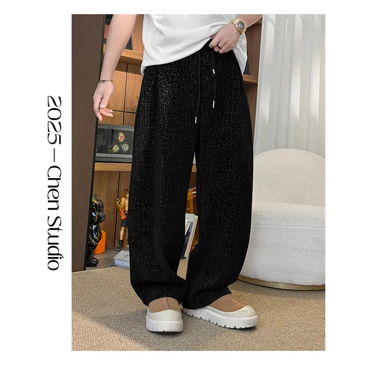 「陈叔」秋冬新款重磅雪尼尔垂感休闲裤男老钱风宽松直筒长裤 K2380