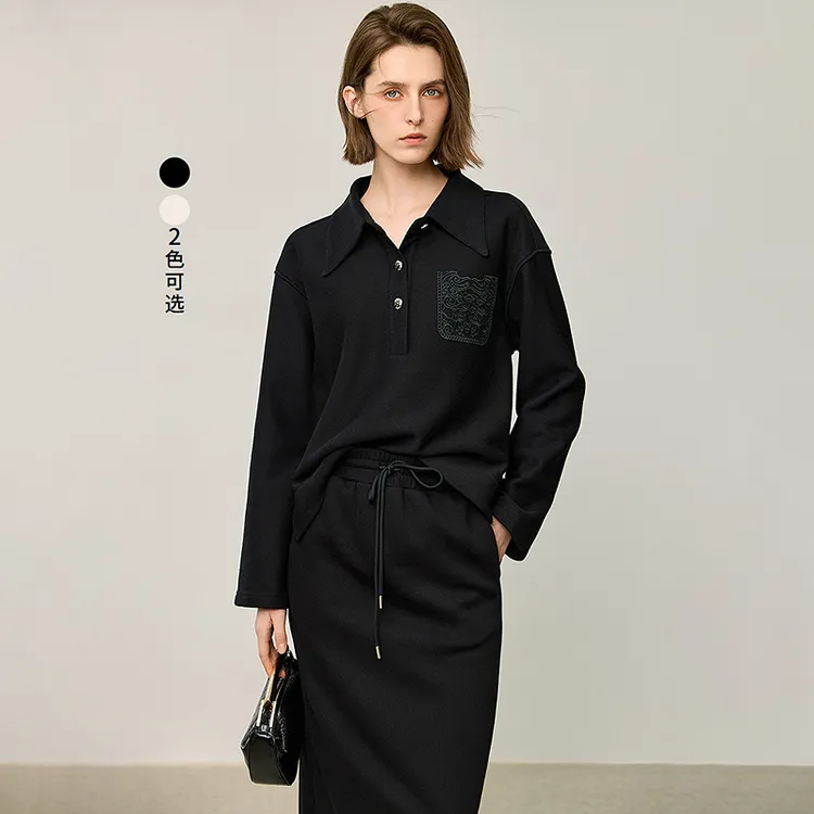 LILY2024冬新款松弛感假两件蕾丝拼接长袖女装卫衣124409VW915