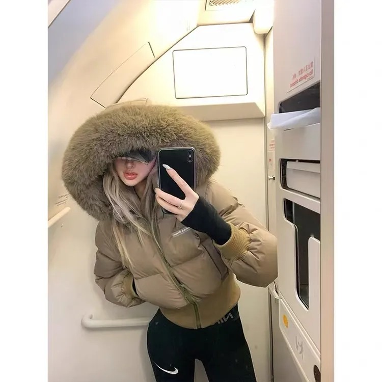 傲雪韵华短款宽松型长款连帽棉服秋冬时尚保暖休闲棉衣百搭