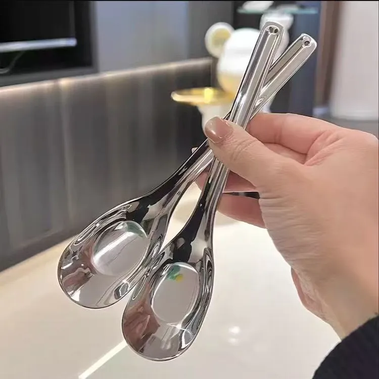 大号不锈钢316元宝勺家用小孩喂饭勺汤勺喝汤勺吃饭勺子成人勺