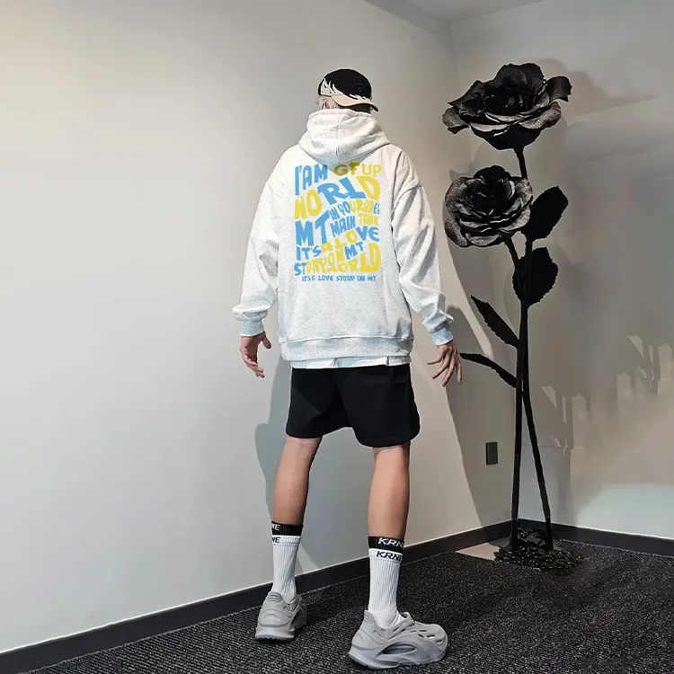 美式潮牌加厚重磅纯棉秋冬加绒宽松大码连帽卫衣男高街情侣款外套