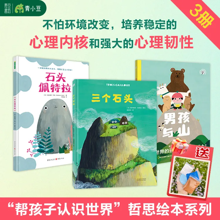 畅销哲学绘本【三个石头+男孩与山+石头佩特拉】心理韧性培养必读