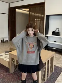 温柔瑶-Eleven秋款福利#美式卡通小女孩印花卫衣#1798