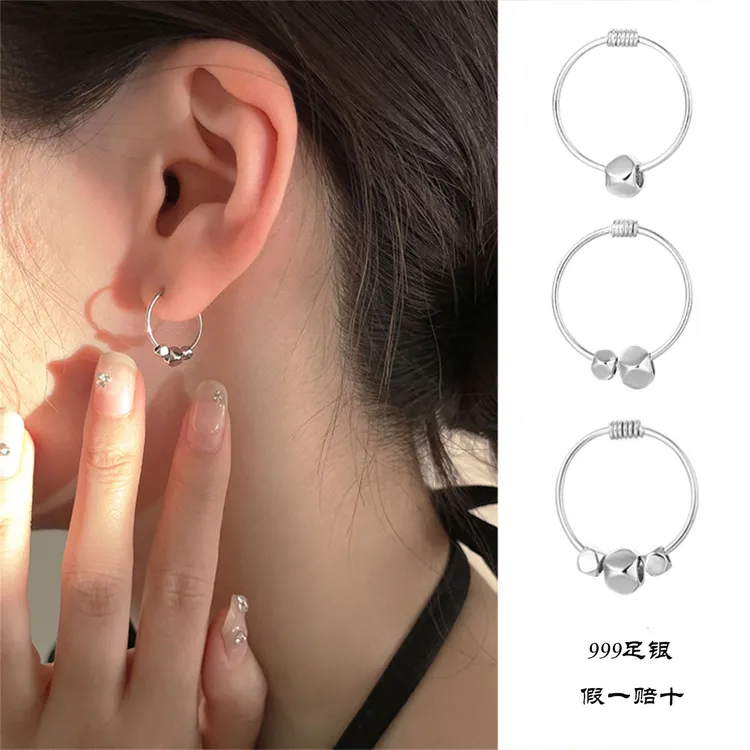 足银耳饰 999足银碎银几两耳环女小众高级感耳钉2025新款爆款耳饰