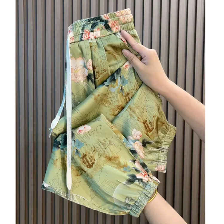休闲裤女九分裤冰丝裤宽松显瘦碎花裤夏季薄款凉凉裤束脚裤哈伦裤