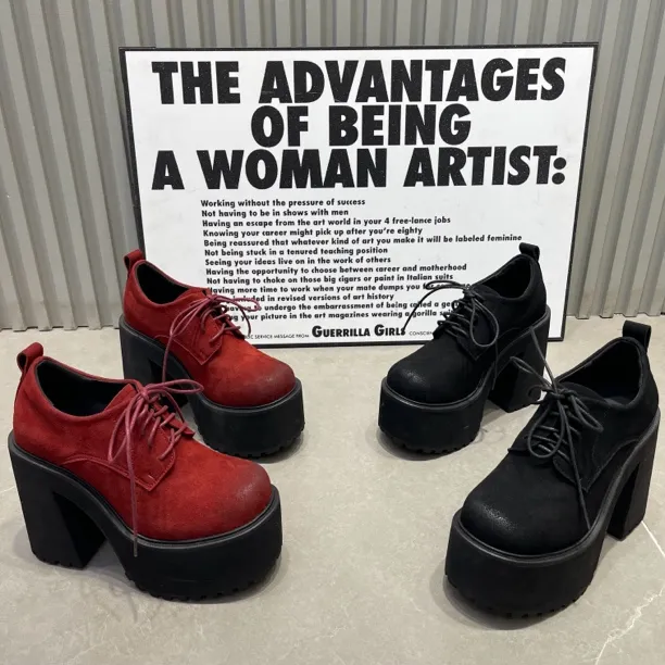 【12厘米】厚底粗跟增高欧美风豹纹系带圆头防水台时尚女鞋