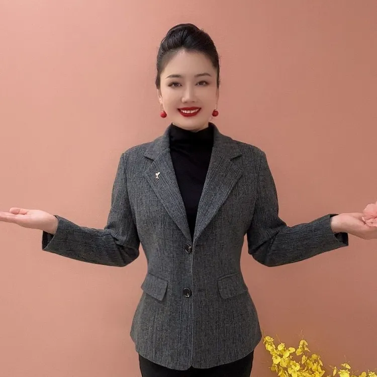 春秋款通勤西装外套女洋气中年妈妈装时尚气质精纺小西服上衣