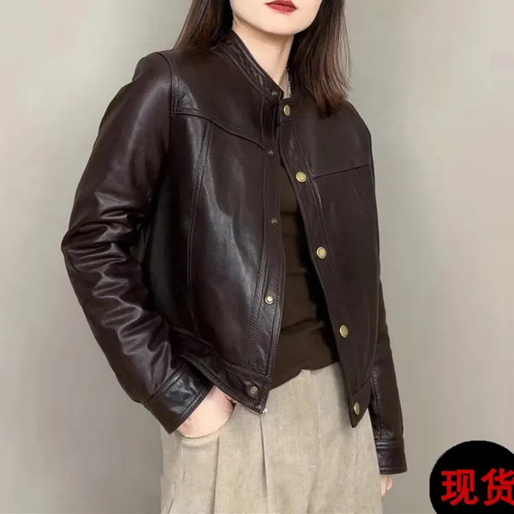 海宁真皮皮衣女2025年短款修身洋气外套早秋新款显瘦潮流时尚8889