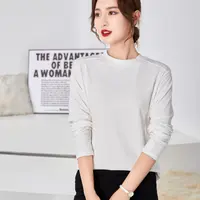 洋气弹力棉线条设计感显瘦宽松百搭小立领打底衫内搭长袖T恤A801