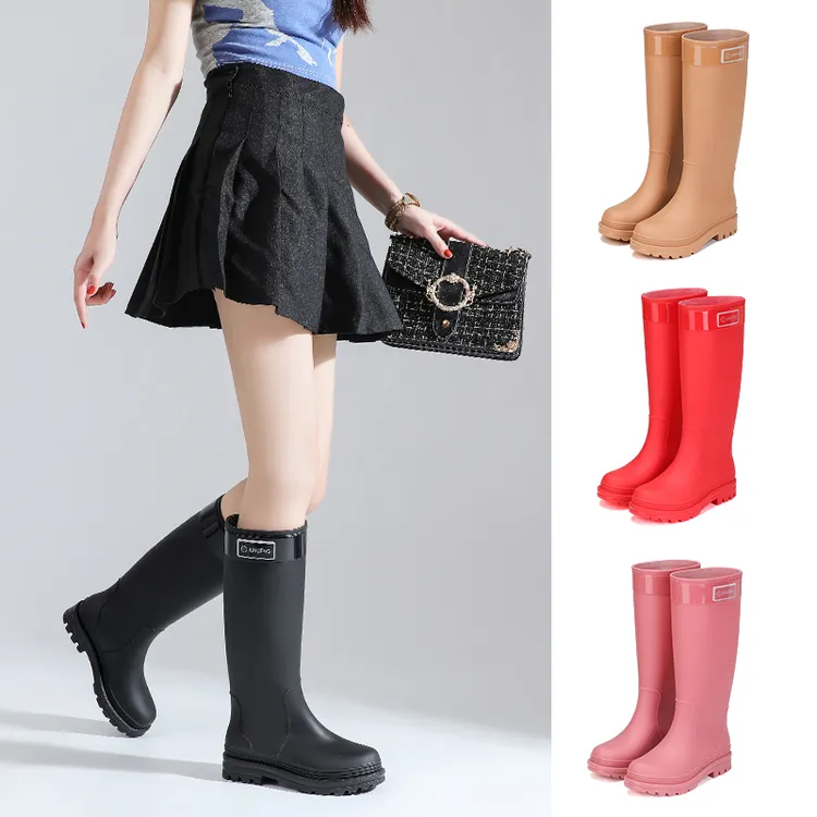 高筒雨鞋女新款长筒防滑防水鞋时尚百搭水靴潮流舒适加绒保暖水靴