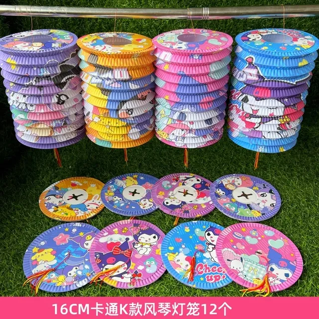 元宵节卡通古风纸灯笼儿童手提风琴发光小灯笼传统折叠装挂饰花灯