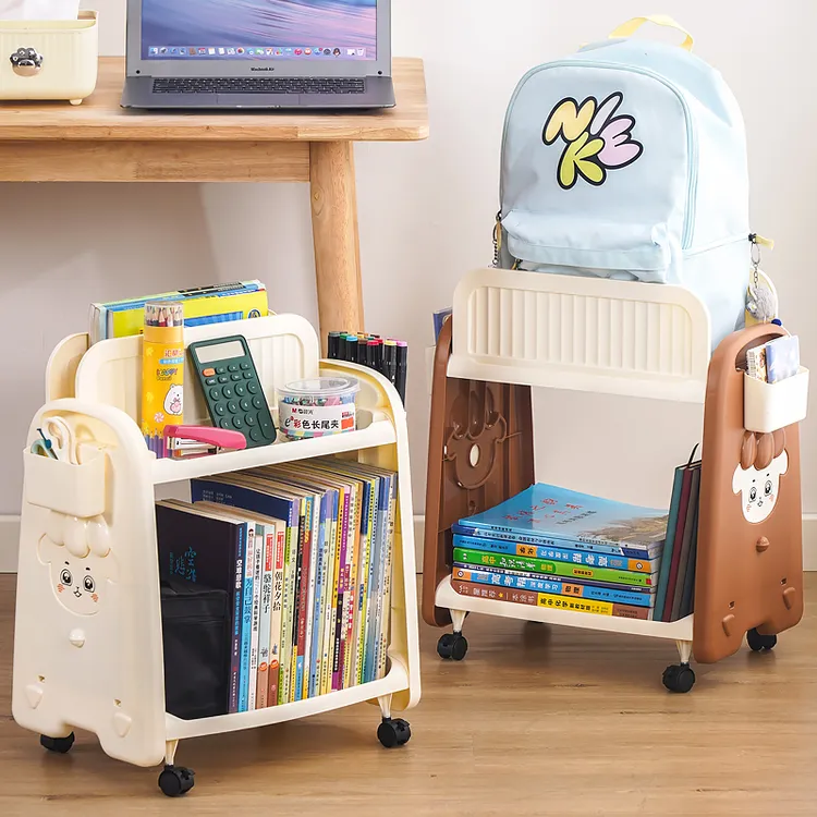 书包置物架可移动小推车带滑轮家用桌下放书神器学生书本收纳架子