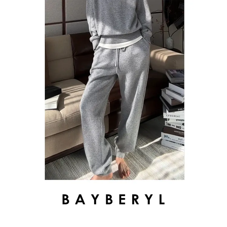 CC12-BAYBERYL老贝云舒套*浅灰及简束口松紧羊绒针织裤XXK5J2003