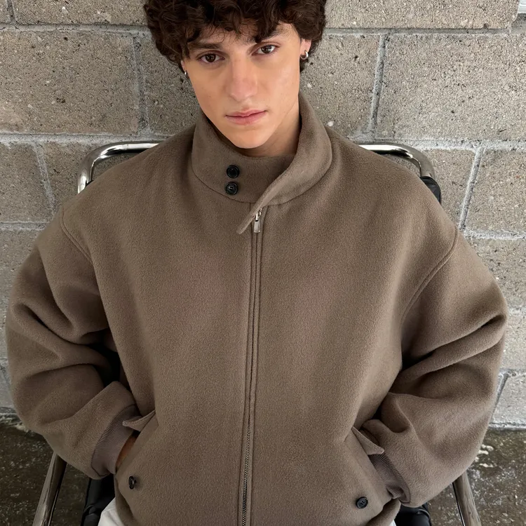 【绿标】haonanhuang 950g澳洲进口纯羊毛经典哈灵顿立领夹克外套