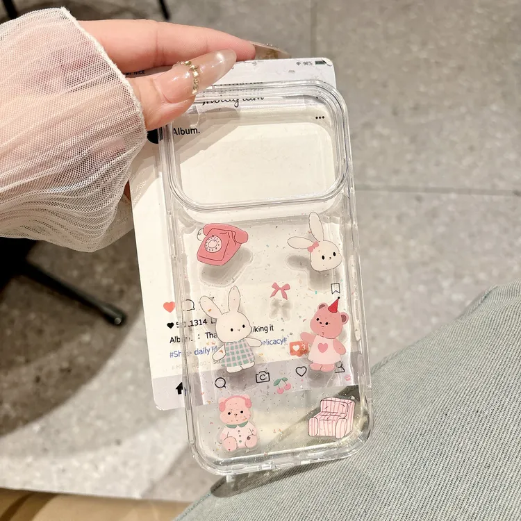 ins风适用苹果17promax/16pro滴胶手机壳可爱卡通贴纸iPhone15pro