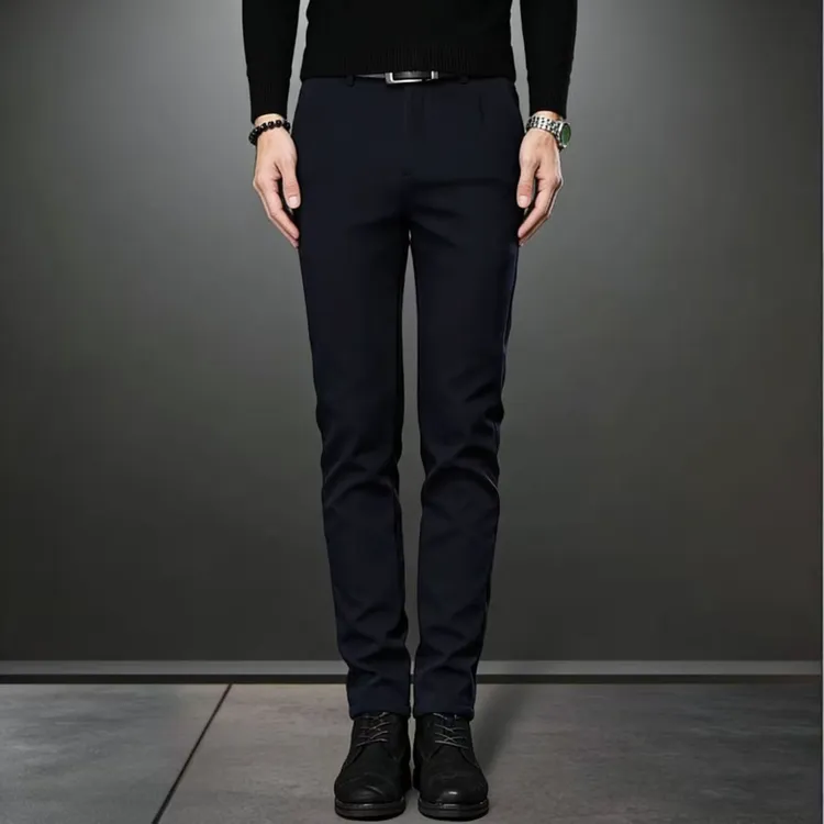黑色长裤商务休闲裤中腰秋冬弹力西裤保暖九分裤修身百搭免烫裤子