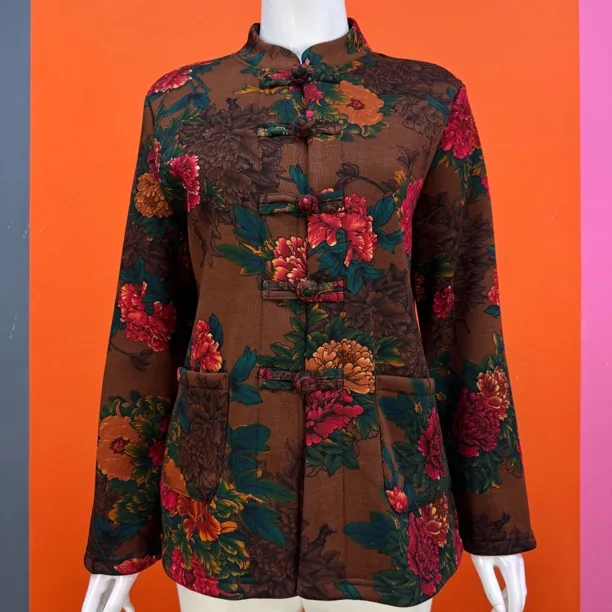 秋冬中老年加绒民族风盘扣复古宽松显瘦妈妈装开衫外套